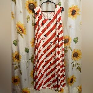 Red and White Striped Dress with Stars